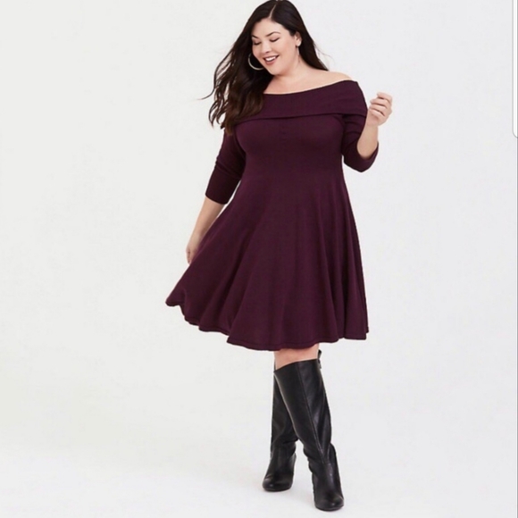 torrid Dresses & Skirts - Torrid Wine Off The Shoulder Dress